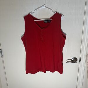 Basix Venezia Women’s V Neck Sleeveless Top Basic Comfy Vacation Summer Sz 14/16
